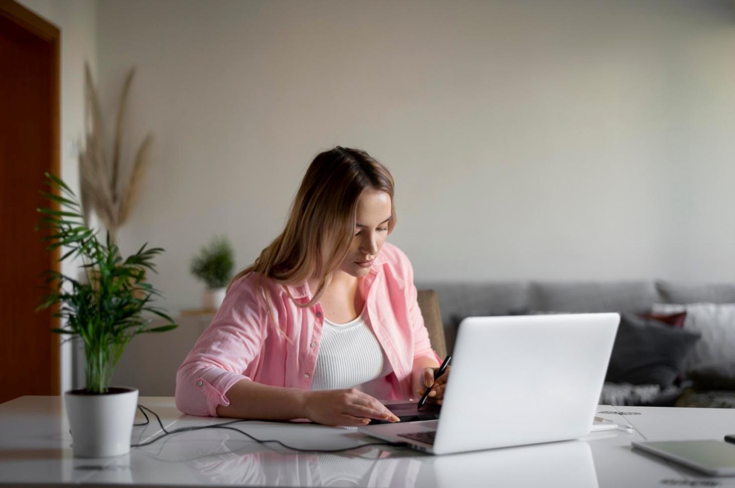 Business owner setting up company accounts and administrative systems